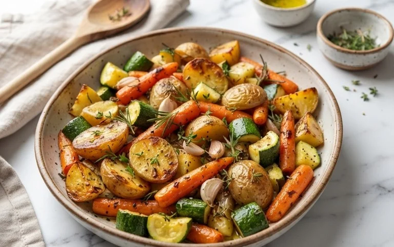 Garlic Herb Roasted Potatoes Carrots and Zucchini
