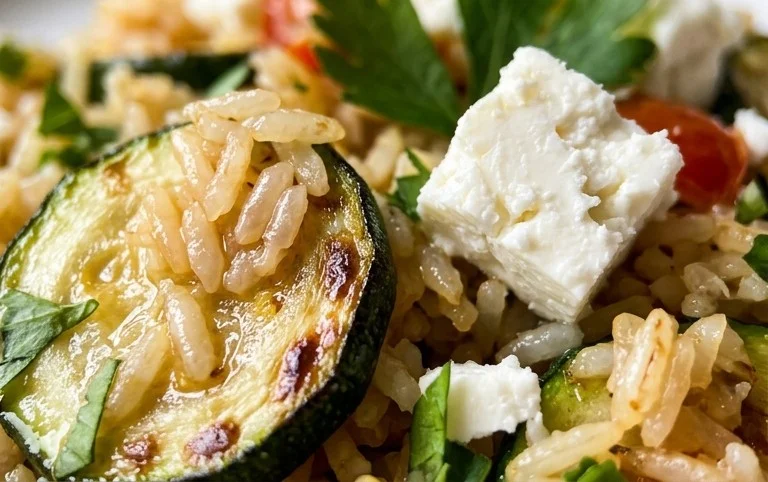 Zucchini-Reis-Pfanne mit Feta