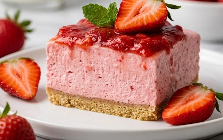 3 Ingredient No Bake Strawberry Cloud Cake
