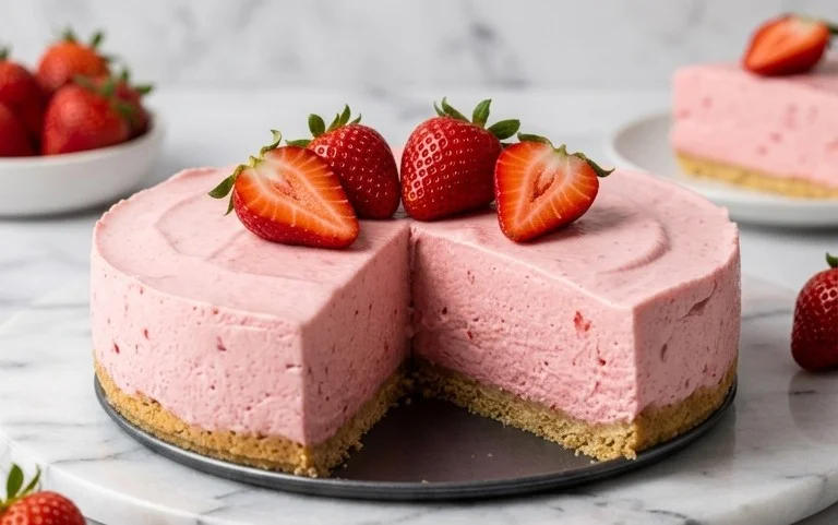 3 Ingredient No Bake Strawberry Cloud Cake