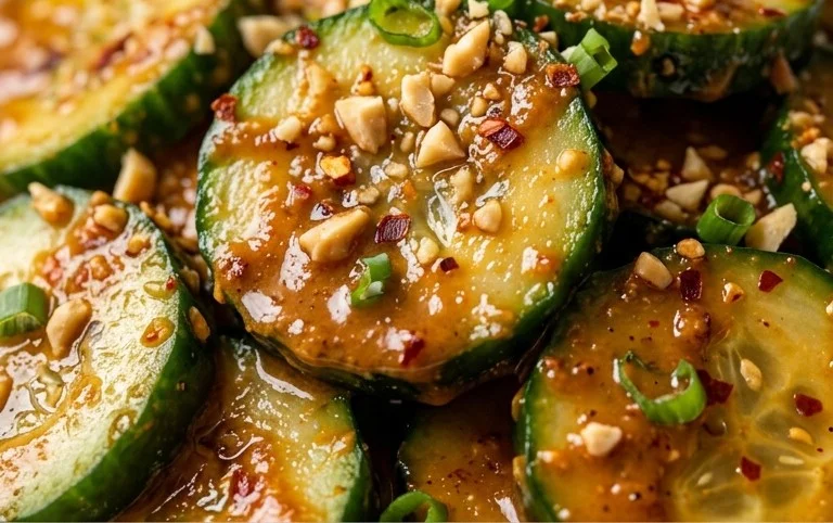 Cucumbers in Spicy Peanut Sauce