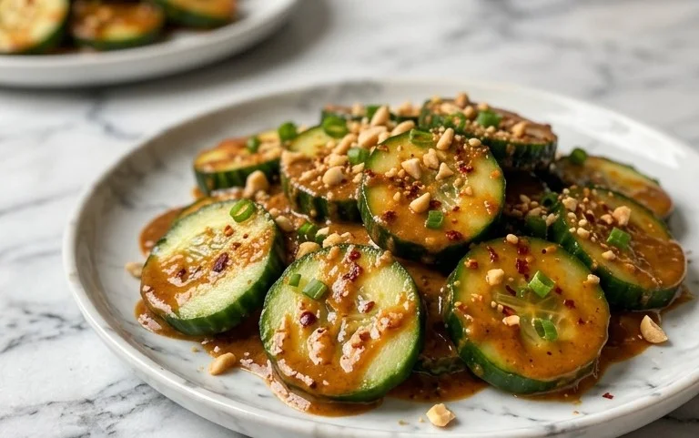 Cucumbers in Spicy Peanut Sauce