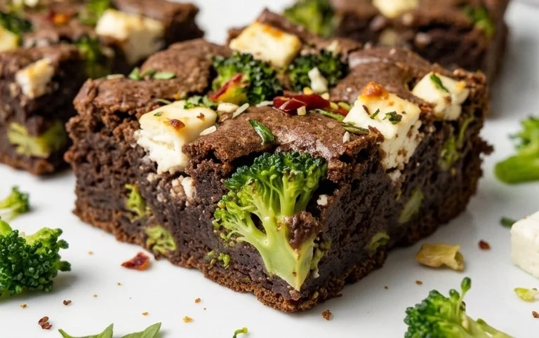 Broccoli and Feta Brownies