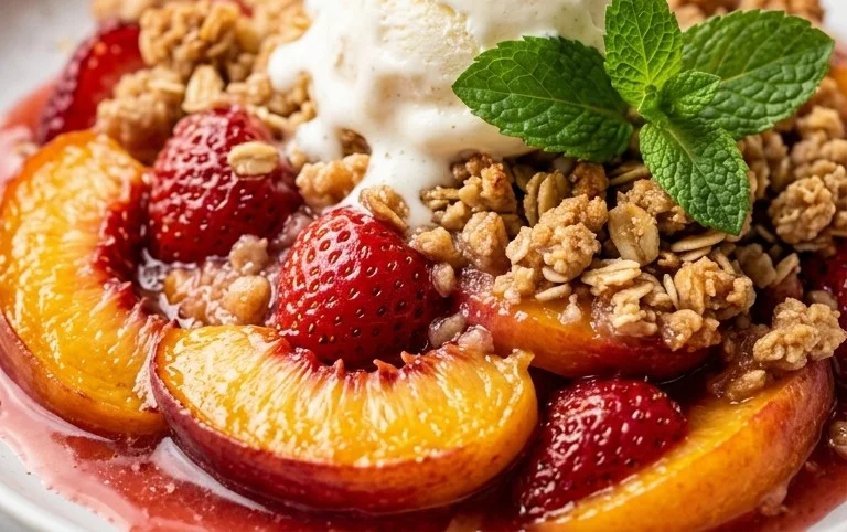 Peach & Strawberry Crisp