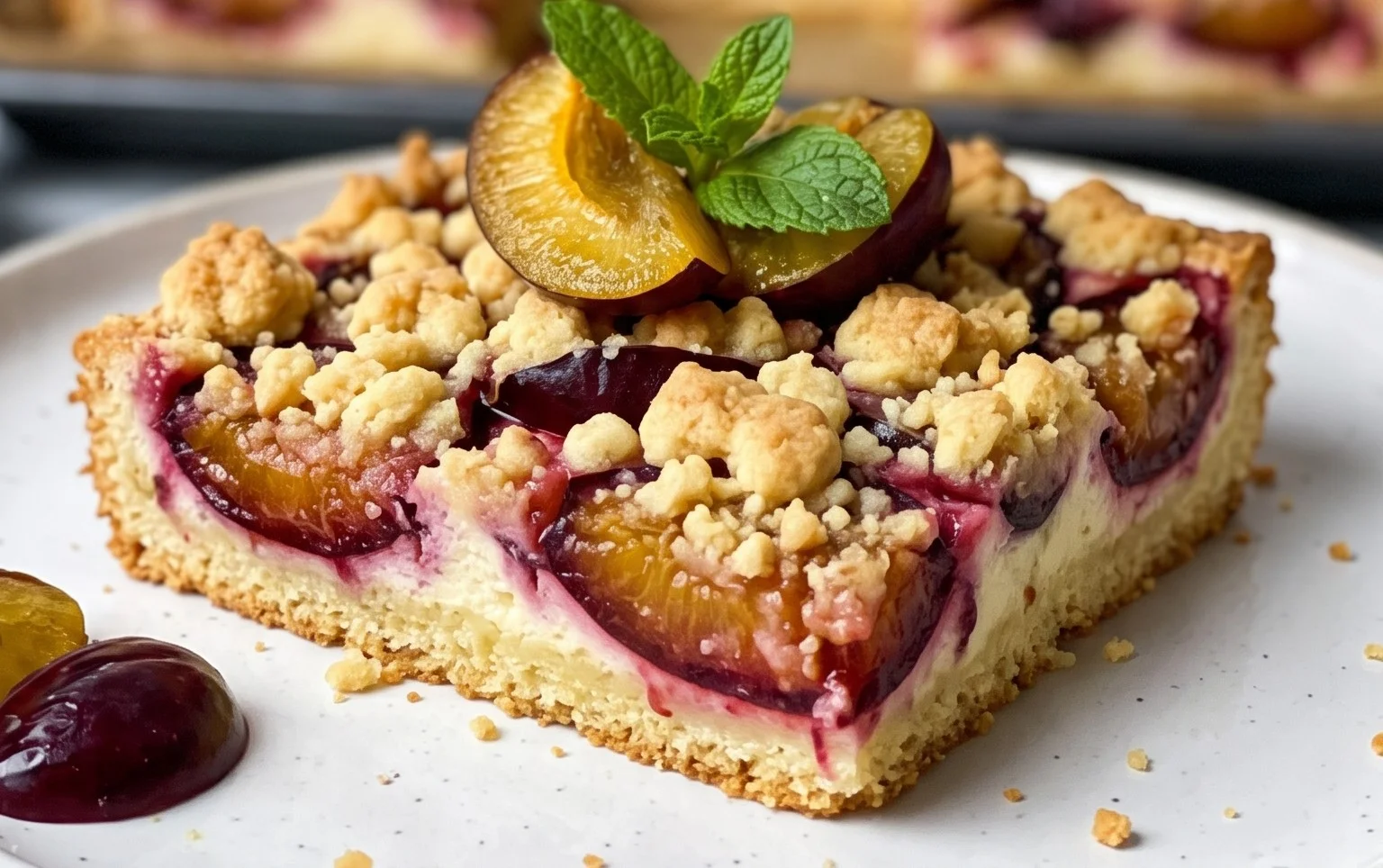 Pflaumenkuchen mit Streusel vom Blech (Quark-Öl-Teig)