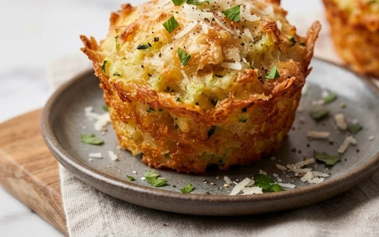 Crispy Parmesan Zucchini Potato Muffins