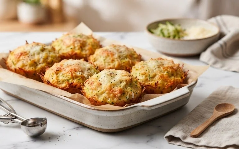 Crispy Parmesan Zucchini Potato Muffins