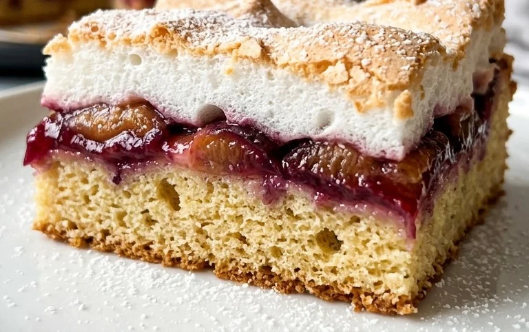 Polnischer Zwetschgen Kuchen vom Blech mit Baiser
