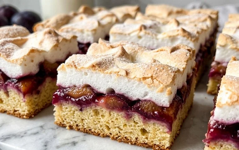 Polnischer Zwetschgen Kuchen vom Blech mit Baiser
