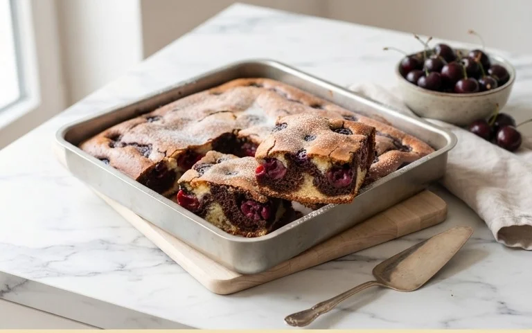 Marmorkuchen mit Kirsch Extracten vom Blech